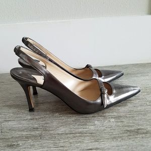 Manolo Blahnik Silver Grey Heels, size 8